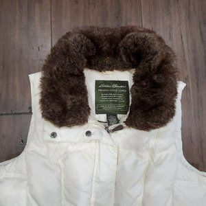 Eddie Bauer Premium Goose Down Puffer Cream Womens  Full Zip Outdoor Size Medium